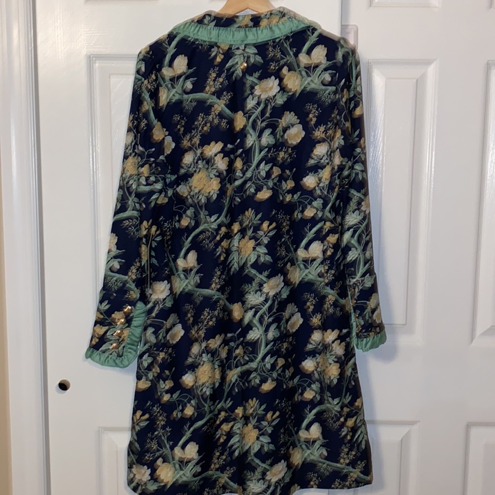 Tuckernuck Night Bloom Twiggy Dress With Green Trim And Gold Buttons - Picture 7 of 9